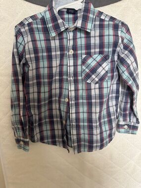Nautica Plaid Button-Down Shirt in Navy, Light Blue & Red